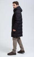 Миниатюра фотографии Мужской удлиненный пуховик с капюшоном