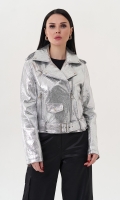 Миниатюра фотографии Куртка "косуха" из эко кожи под серебро