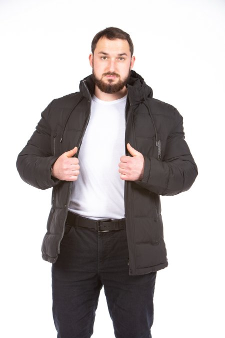 Купить Пуховик мужской из текстиля с капюшоном в каталоге