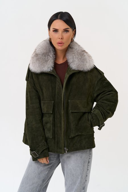 Купить Короткий пуховик из натуральной замши в каталоге
