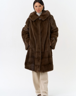 Купить Шуба из меха норки с капюшоном в каталоге