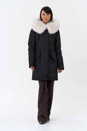 Миниатюра фотографии Женская парка с капюшоном из меха песца