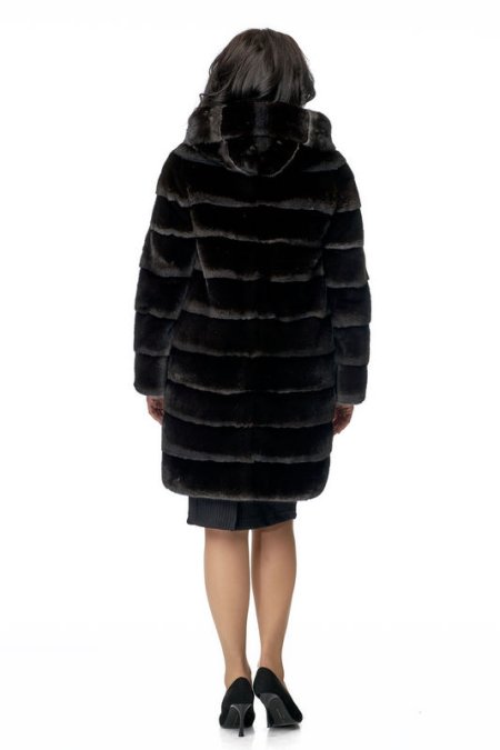 Купить Шуба из норки с капюшоном в каталоге