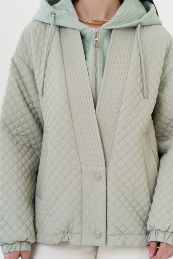 Миниатюра фотографии Стеганая куртка с вельветовым капюшоном