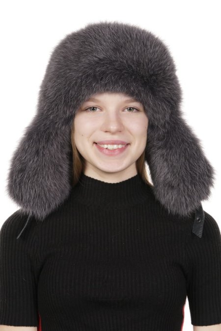Купить Шапка женская из натуральной кожи с песцом в каталоге