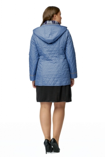 Миниатюра фотографии Куртка женская из текстиля с капюшоном, отделка искусственный мех