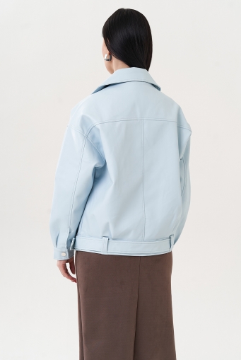 Миниатюра фотографии Куртка "косуха" голубого цвета из эко кожи