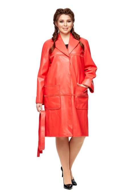 Купить Женский кожаный плащ из натуральной кожи с воротником в каталоге