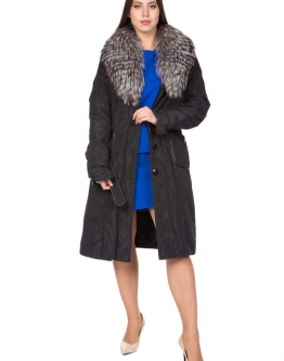 Купить Женское пальто из текстиля с воротником, отделка лиса в каталоге
