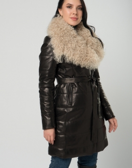 Купить Пуховик из натуральной кожи с мехом в каталоге