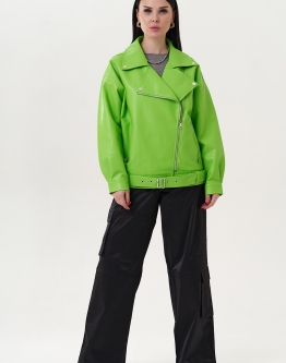 Купить Куртка из эко кожи зеленого цвета в каталоге
