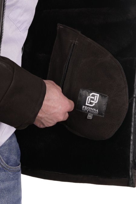Купить Дубленка мужская из натуральной овчины с капюшоном в каталоге