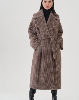 Купить Пальто коричневого цвета с английским воротником в каталоге