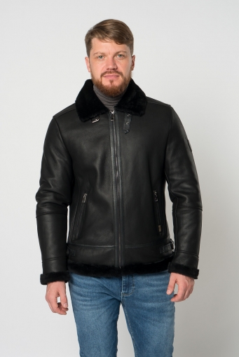 Миниатюра фотографии Дубленка пилот мужская на молнии 