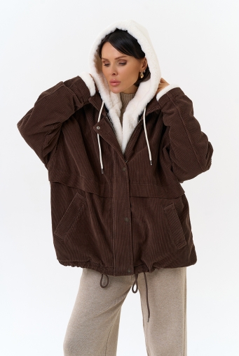 Миниатюра фотографии Женская утепленная куртка с отделкой из эко меха