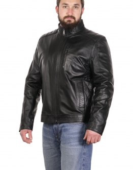 Купить Мужская кожаная куртка из натуральной кожи с воротником в каталоге