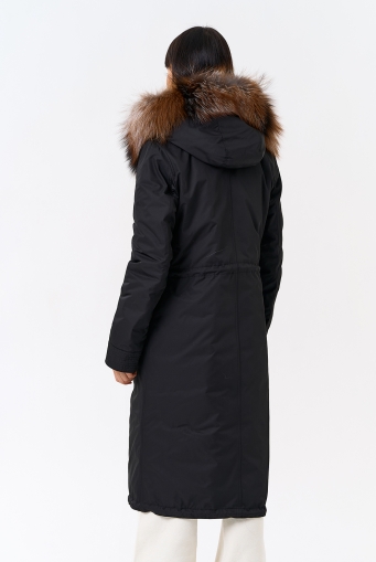 Миниатюра фотографии Женская парка с капюшоном из меха чернобурой лисы