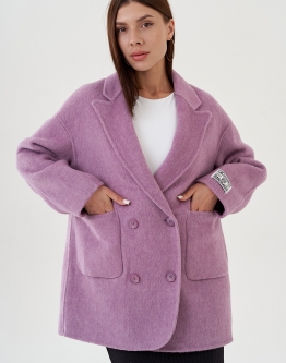 Купить Пальто женское оверсайз сиреневого цвета в каталоге