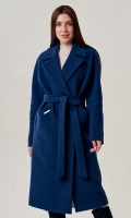 Миниатюра фотографии Длинное женское пальто в синем цвете
