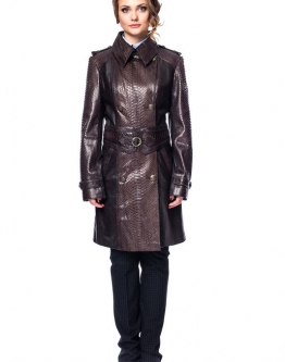 Купить Женское кожаное пальто из натуральной кожи питона с воротником в каталоге