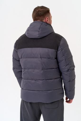 Миниатюра фотографии Мужской пуховик с отделкой из вельвета