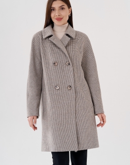 Купить Бежевое женское пальто с принтом "пье-де-пуль" в каталоге