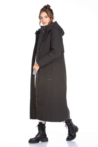Миниатюра фотографии Женское пальто из текстиля с капюшоном