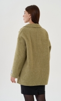 Миниатюра фотографии Укороченное двубортное пальто в зеленом цвете