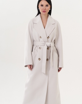 Купить Женское длинное пальто с кремовом цвете в каталоге
