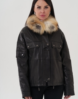 Купить Женская куртка из натуральной кожи с отделкой их меха лисы в каталоге