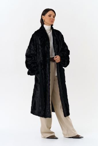 Миниатюра фотографии Шуба из меха норки с поясом