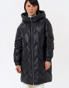 Купить Длинный пуховик из кожи в каталоге Зимние пуховики