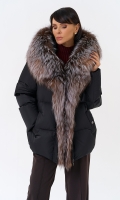 Миниатюра фотографии Женский пуховик с отделкой из меха блюфрост