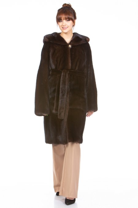 Купить Шуба из норки с капюшоном в каталоге