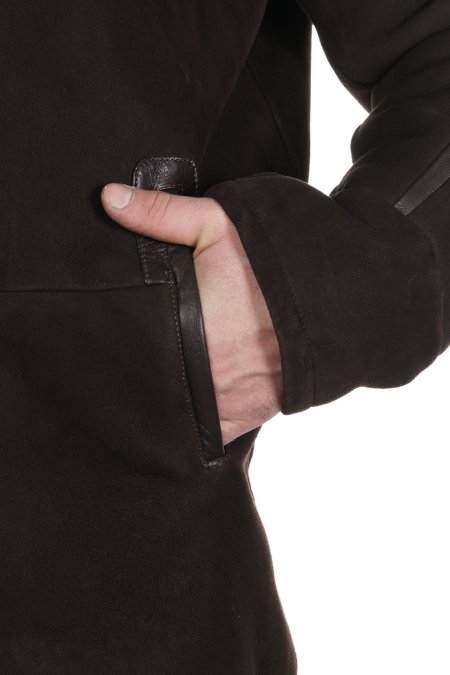 Купить Дубленка мужская из натуральной овчины с капюшоном в каталоге