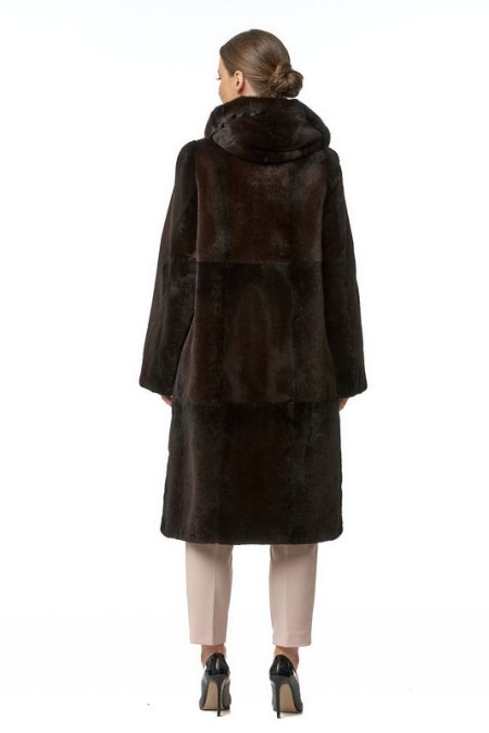 Купить Шуба из кролика с капюшоном, отделка норка в каталоге