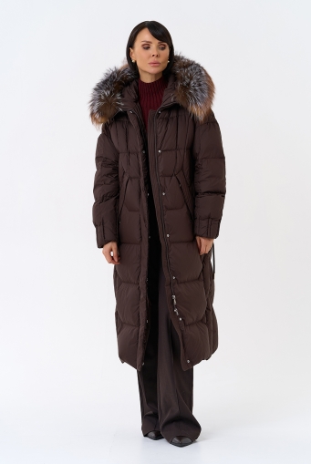 Миниатюра фотографии Женский пуховик с отделкой из меха блюфрост