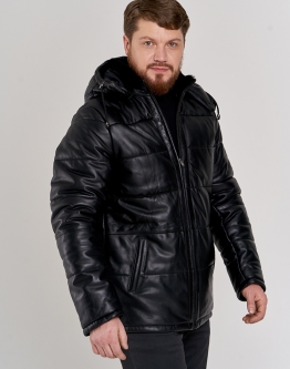 Купить Зимняя кожаная куртка с капюшоном в каталоге