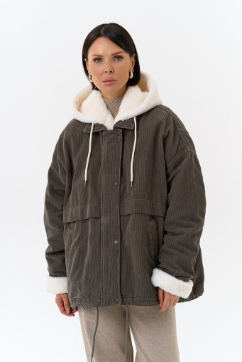 Миниатюра фотографии Женская утепленная куртка с отделкой из эко меха