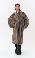 Миниатюра фотографии Шуба из меха норки с поясом
