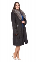 Миниатюра фотографии Женское пальто из текстиля с воротником, отделка лиса