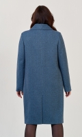 Миниатюра фотографии Женское пальто с английским воротником в синем цвете