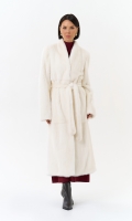 Миниатюра фотографии Белая шуба из меха норки с поясом