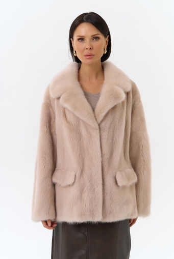 Миниатюра фотографии Шуба из меха норки с английским воротником