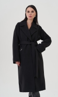 Миниатюра фотографии Женское пальто черного цвета с английским воротником