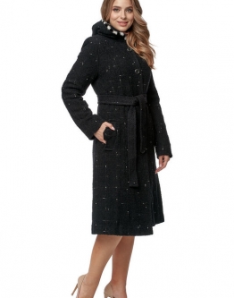 Купить Женское пальто из текстиля с капюшоном, отделка норка в каталоге