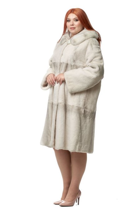 Купить Шуба из кролика с капюшоном, отделка норка в каталоге