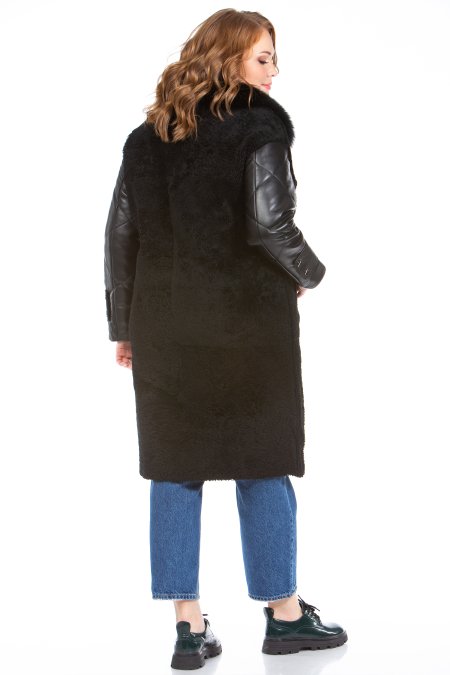 Купить Дубленка женская из натуральной овчины с воротником, отделка песец в каталоге