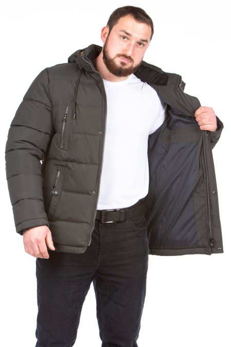 Купить Пуховик мужской из текстиля с капюшоном в каталоге