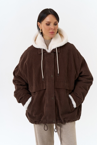 Миниатюра фотографии Женская утепленная куртка с отделкой из эко меха